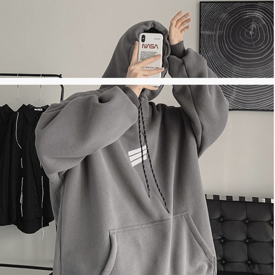 Áo hoodie nỉ bông siêu dày form rộng sọc ngang ngực nam nữ mặc đều đẹp | BigBuy360 - bigbuy360.vn