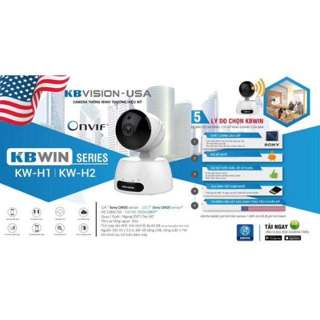 Camera IP hồng ngoại không dây 2.0 Megapixel KBVISION KBWIN KW-H2