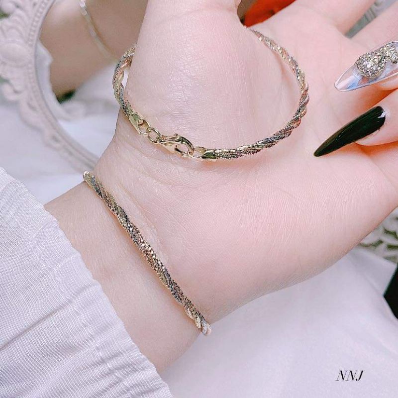 Lắc tay bạc xoắn xi 3 màu