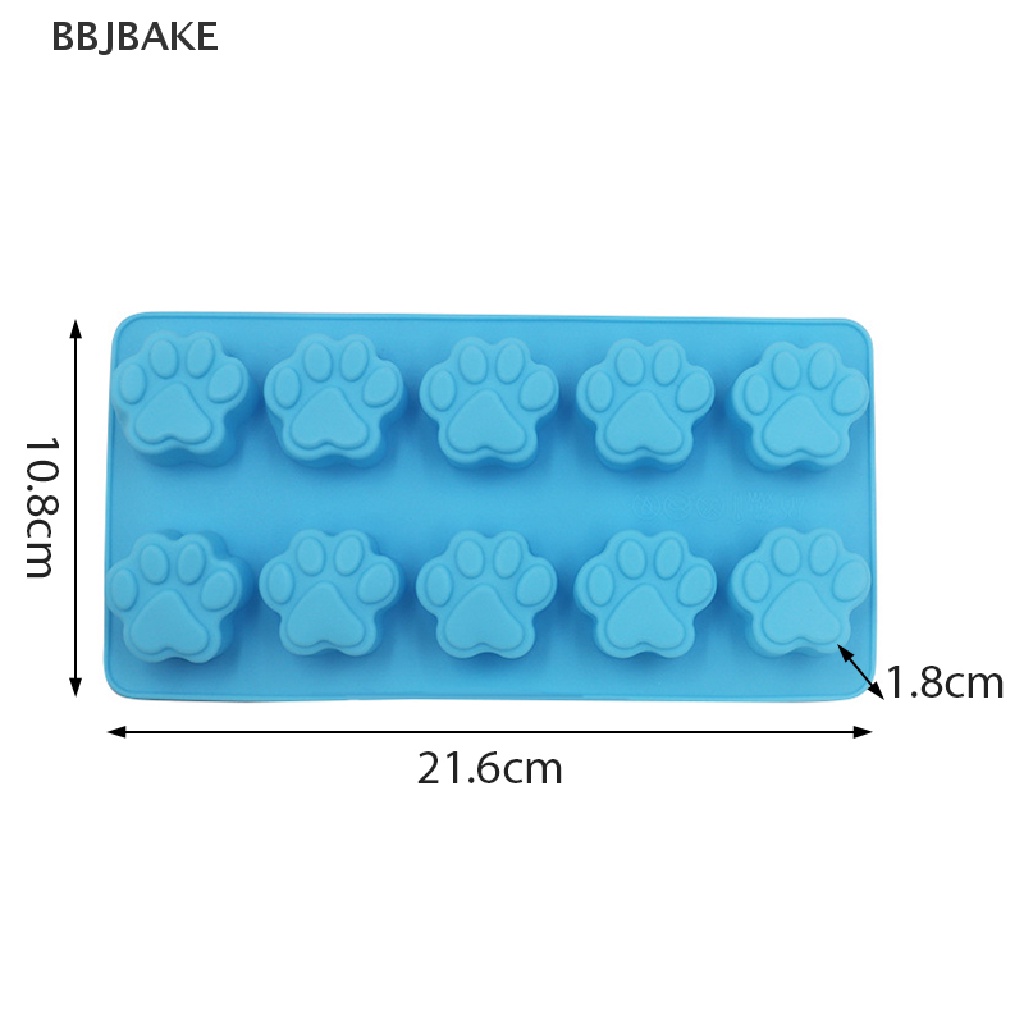 Khuôn silicon 10 ô hình chân chó mèo dùng làm bánh quy/ thạch/ khay đá