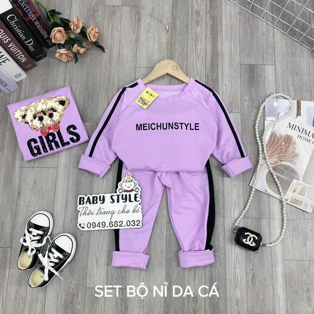 Bộ quần áo thu đông &quot;Oh! GG&quot; 14-45kg cho bé gái 4-14 tuổi. Vải da cá đẹp. Thiết kế xinh xắn. G44