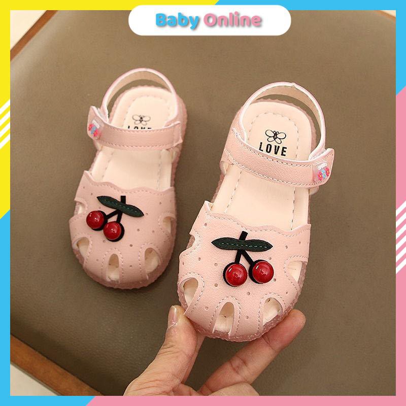 Sandal Bé Gái Hình Chery Đáng Yêu Đế Mềm Chống Trơn Chống Cấp Cho Bé Từ 0 - 4 Tuổi