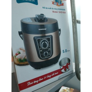 [LH CHIẾT KHẤU] Nồi Áp suất điện đa năng Sunhouse SHD1659 café kèm thêm 1 cái lòng nồi 5 lit 900w LH Ngay ạ