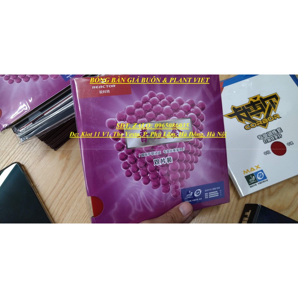 COMBO 2 MẶT VỢT BÓNG BÀN REATOR CORBOR TÍM (1 CẶP 1 ĐEN 1 ĐỎ) [tặng kèm keo sữa khi mua 1 cặp]