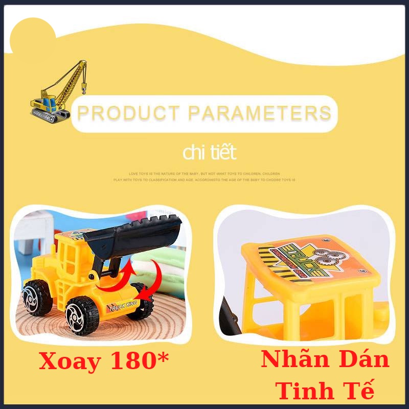 Đồ Chơi Mô Phỏng Xe Xây Dựng Giá Rẻ Combo 6 Chiếc Hỗn Hợp Cho Bé Hamiha-ĐC62