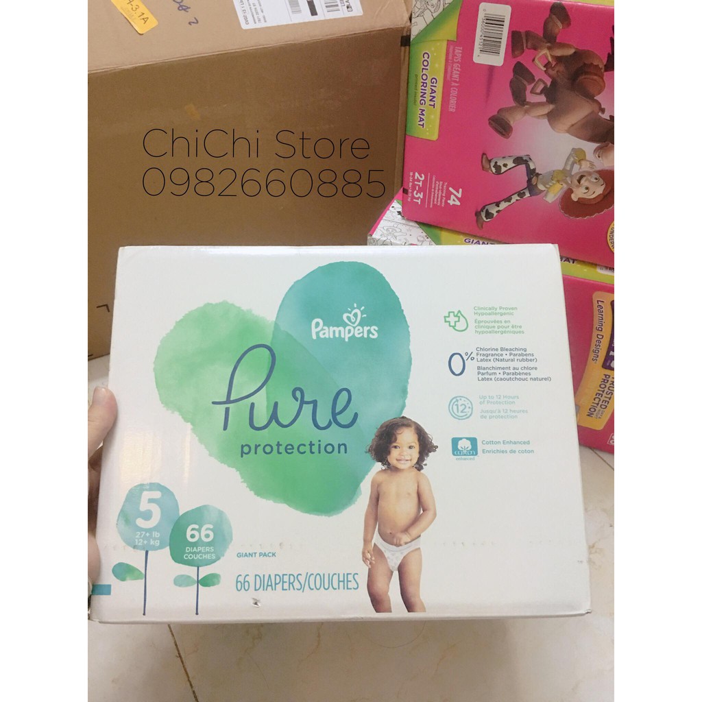 TÃ DÁN PAMPERS PURE PROTECTION MỸ SIZE 5 ( 66M)