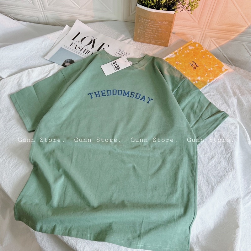 Áo Thun 3158 In Chữ THEDOOMSDAY Form Rộng Chất Cotton Khô Loại 1, Thoáng Mát, Thấm Hút Mồ Hôi - GUNN