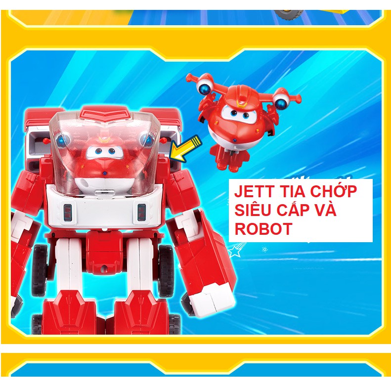 Super wings đội bay siêu đẳng Robot biến hình mới kết hợp siêu xe cứu hộ Jett tia chớp nâng cấp