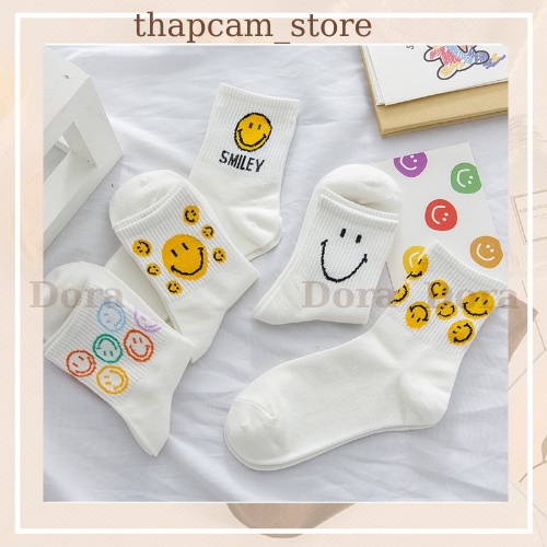 Tất Cao Cổ Dora Họa Tiết Smile vàng