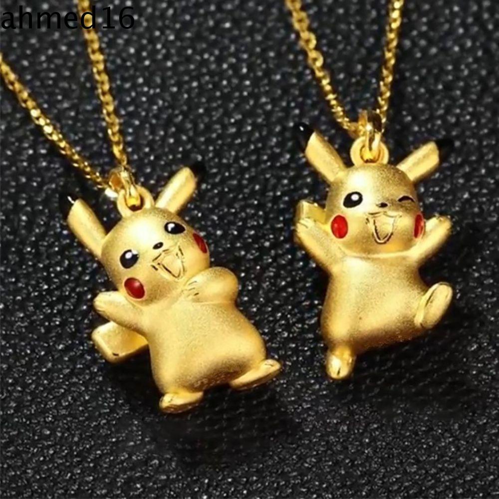 Dây Chuyền Mặt Nhẫn Hình Pikachu Hoạt Hình Đơn Giản Cho Nam Nữ