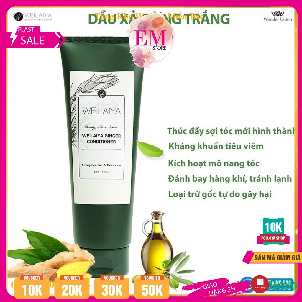 Dầu xả Weilaiya tinh chất gừng , làm sạch da đầu giảm ngứa , giảm gàu 250ml