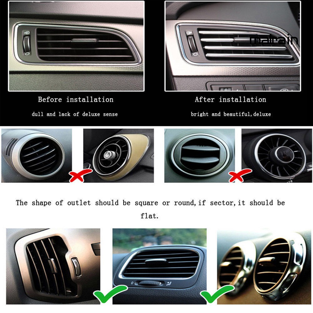 【VIP】Car Vent Grill Switch Strip Radio Trim Air Outlet Decorative Chrome Line Accessory
