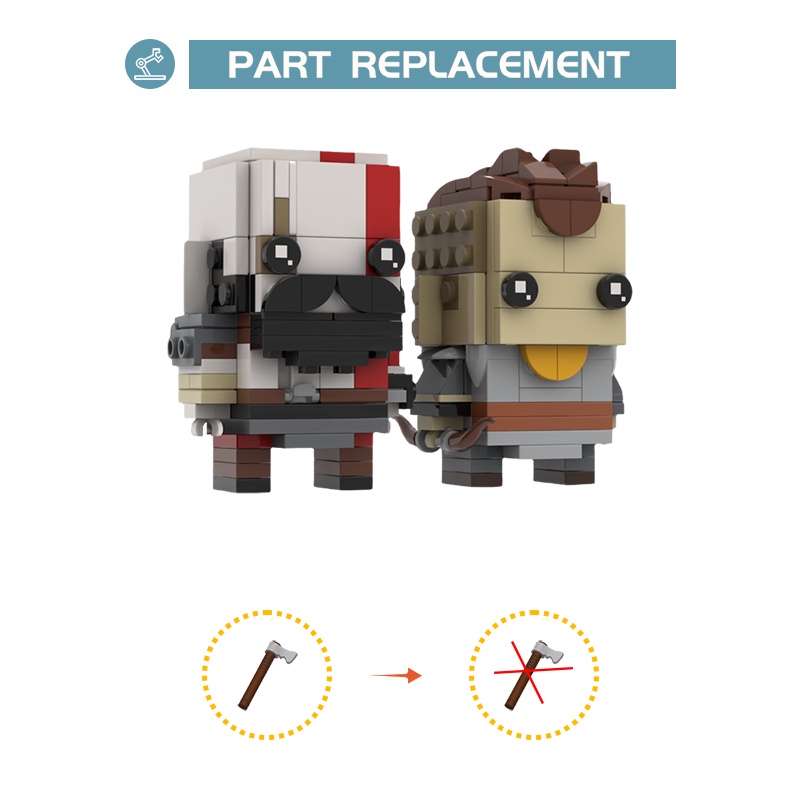 Bộ Đồ Chơi Lắp Ráp MOC-75471 Kratos Atreus Brickheadz 269 Mảnh Ghép Hình