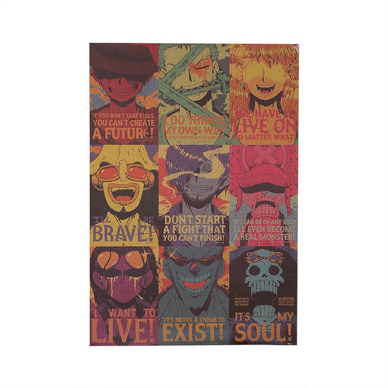 Áp phích treo tường trang trí hình các nhân vật trong One Piece 50.5*35CM
