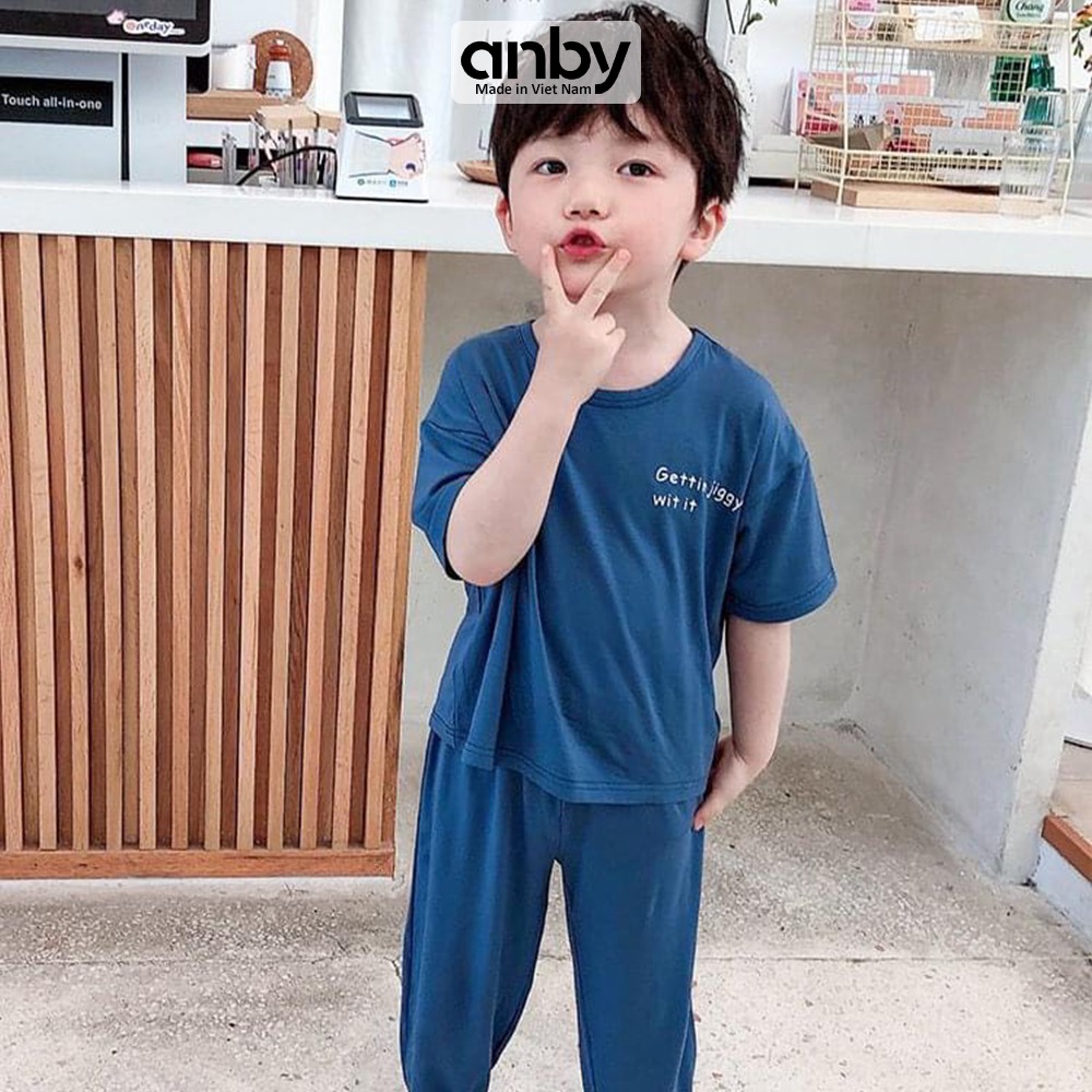 Quần áo trẻ em ANBY bộ đồ cho bé tuổi từ 1 đến 8 tuổi cộc tay quần dài bo gấu cotton thun lạnh AB01