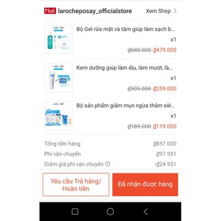 Bộ sản phẩm chăm sóc da mụn Laroche posay
