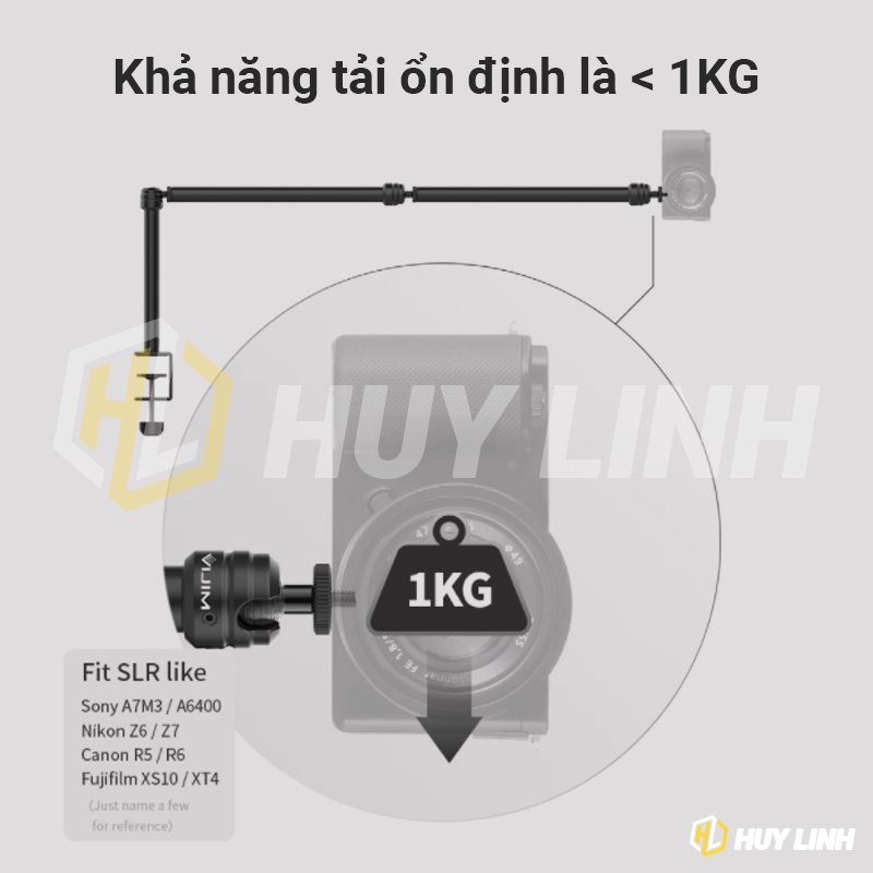 Tay Arm kẹp bàn VIJIM LS08 linh hoạt - Gắn phụ kiện Micro, Máy ảnh Livestream chuyên nghiệp