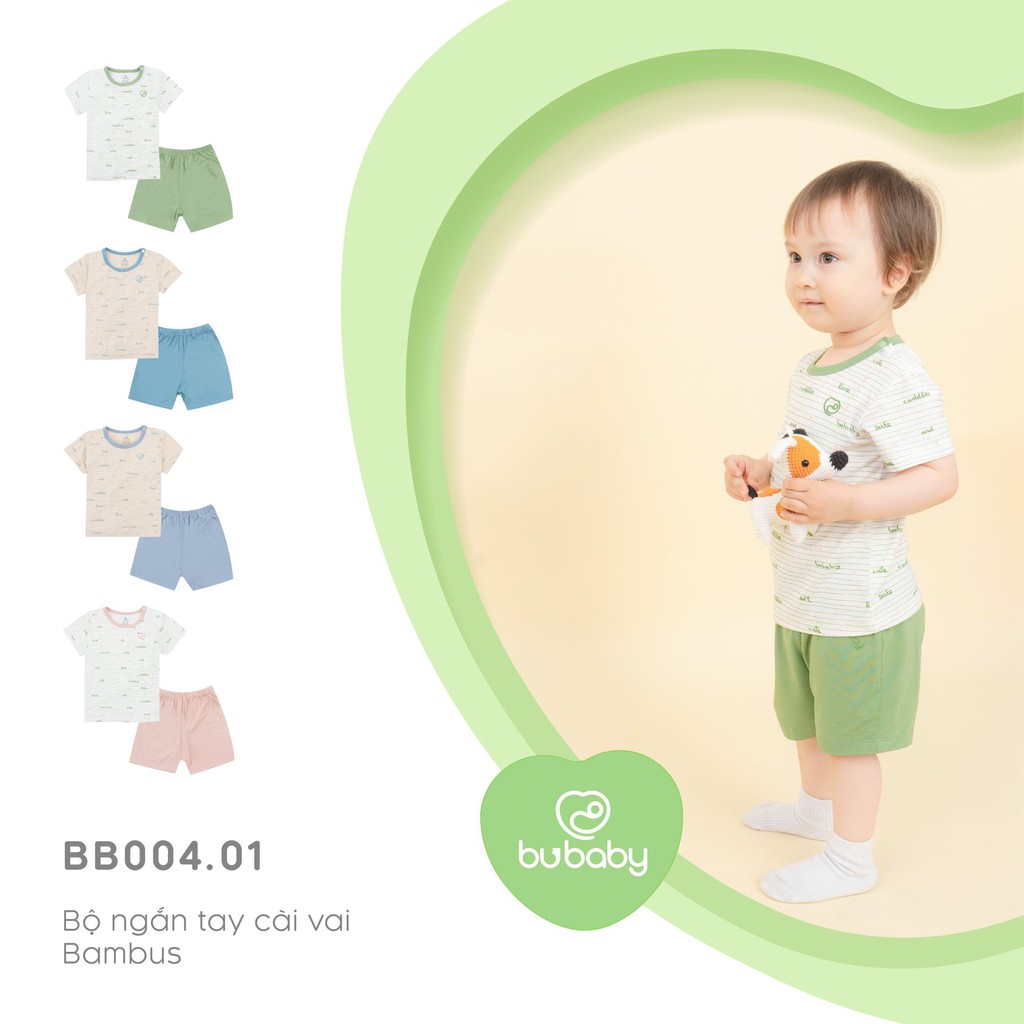 [BUBABY] Bộ ngắn tay cài vai - Bambus Cuddles