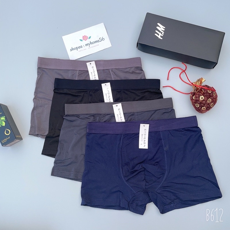 [Hộp 4 cái] quần sịp đùi thông hơi vải cotton lạnh siêu mát 402