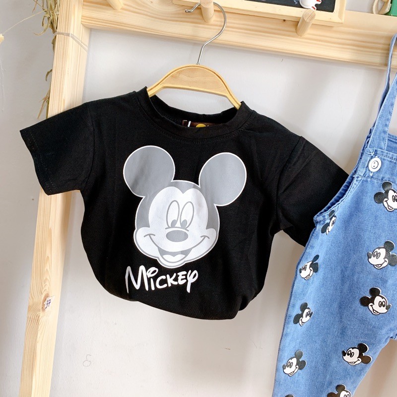 [Mẫu hot]🌺Set yếm bò áo phông mickey quần yếm bò áo phông cho bé