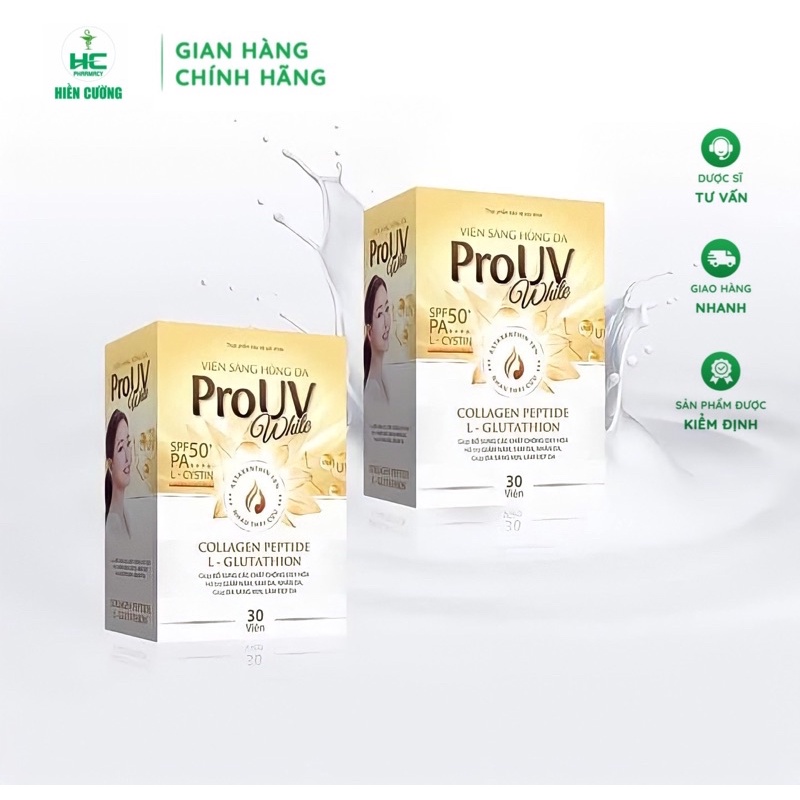 Viên Trắng Da PROUV White , Giúp Sáng Da Chống Nắng, Chống Lão Hoá Da