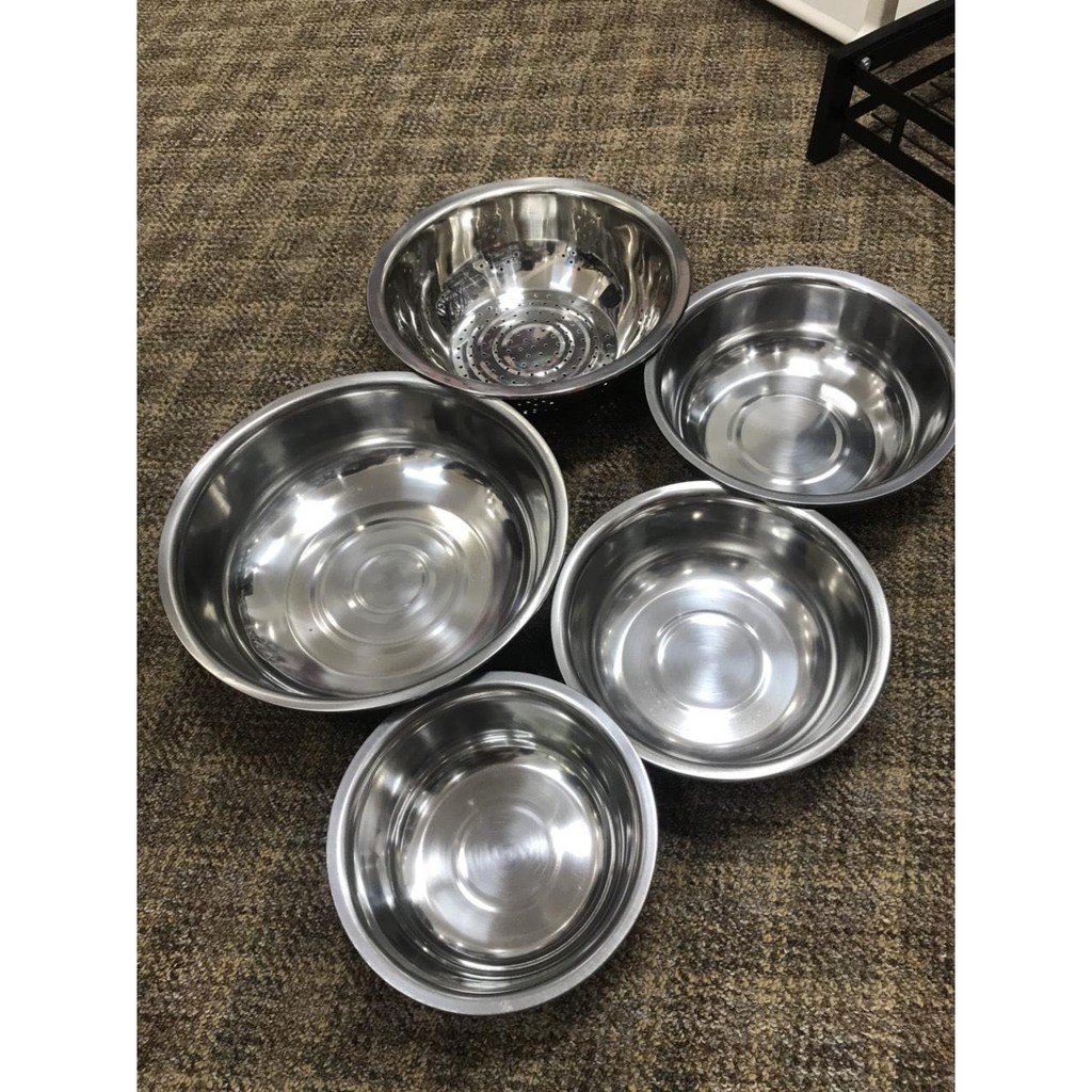 BỘ 5 TÔ INOX CAO CẤP 304 KHÔNG GỈ - BỘ 5 BÁT INOX