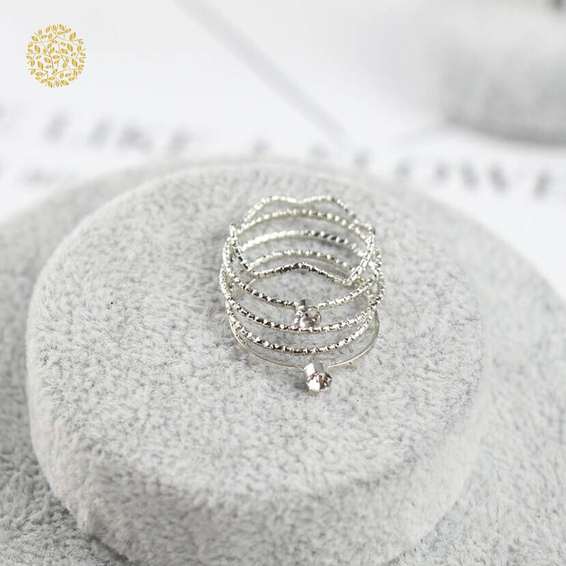 Set 5 Nhẫn Đeo Đốt Ngón Tay Đính Đá Pha Lê Dành Cho Nữ