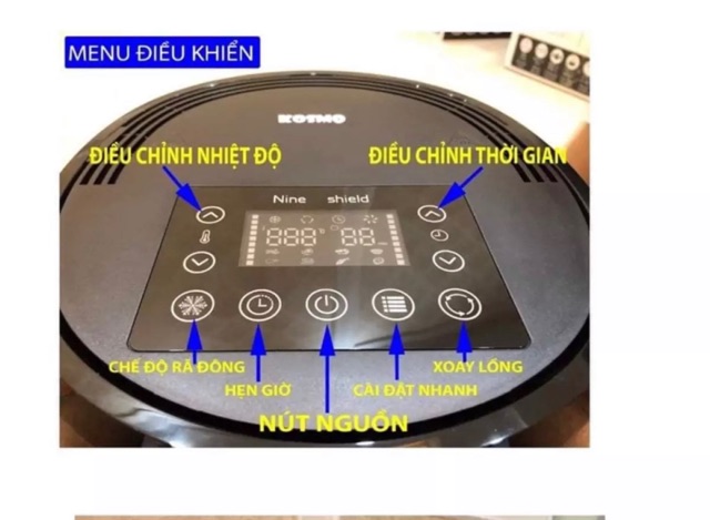 Nồi Chiên Không Dầu NINE SHIELD 8L Thế Hệ Mới Nhat 2020