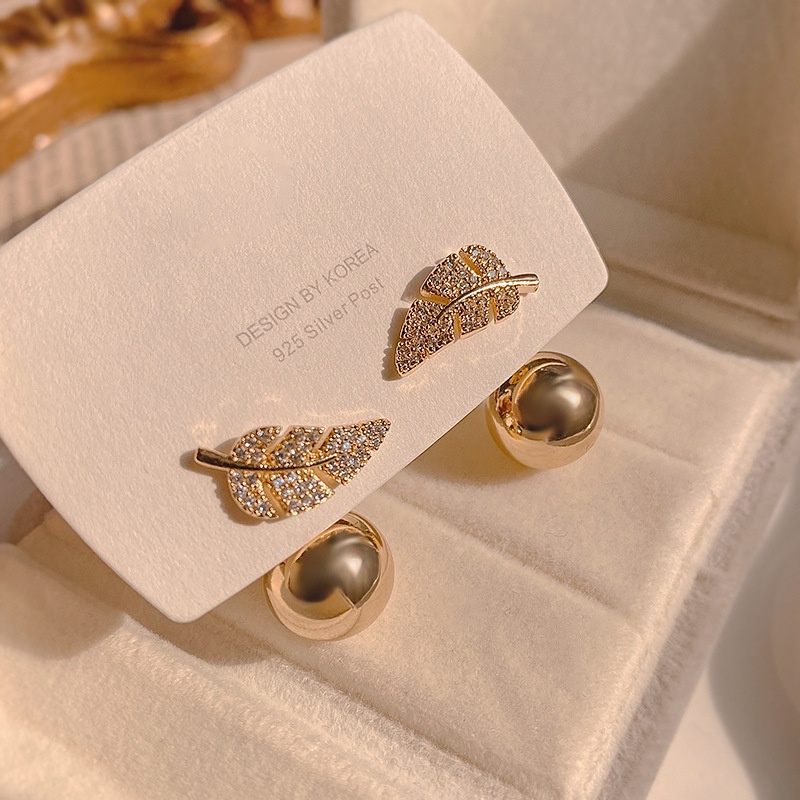 Khuyên Tai Hình Lá Đính Ngọc Trai Cao Cấp Sang Trọng Phong Cách Hàn Quốc Thời Trang Dành Cho Nữ 2022