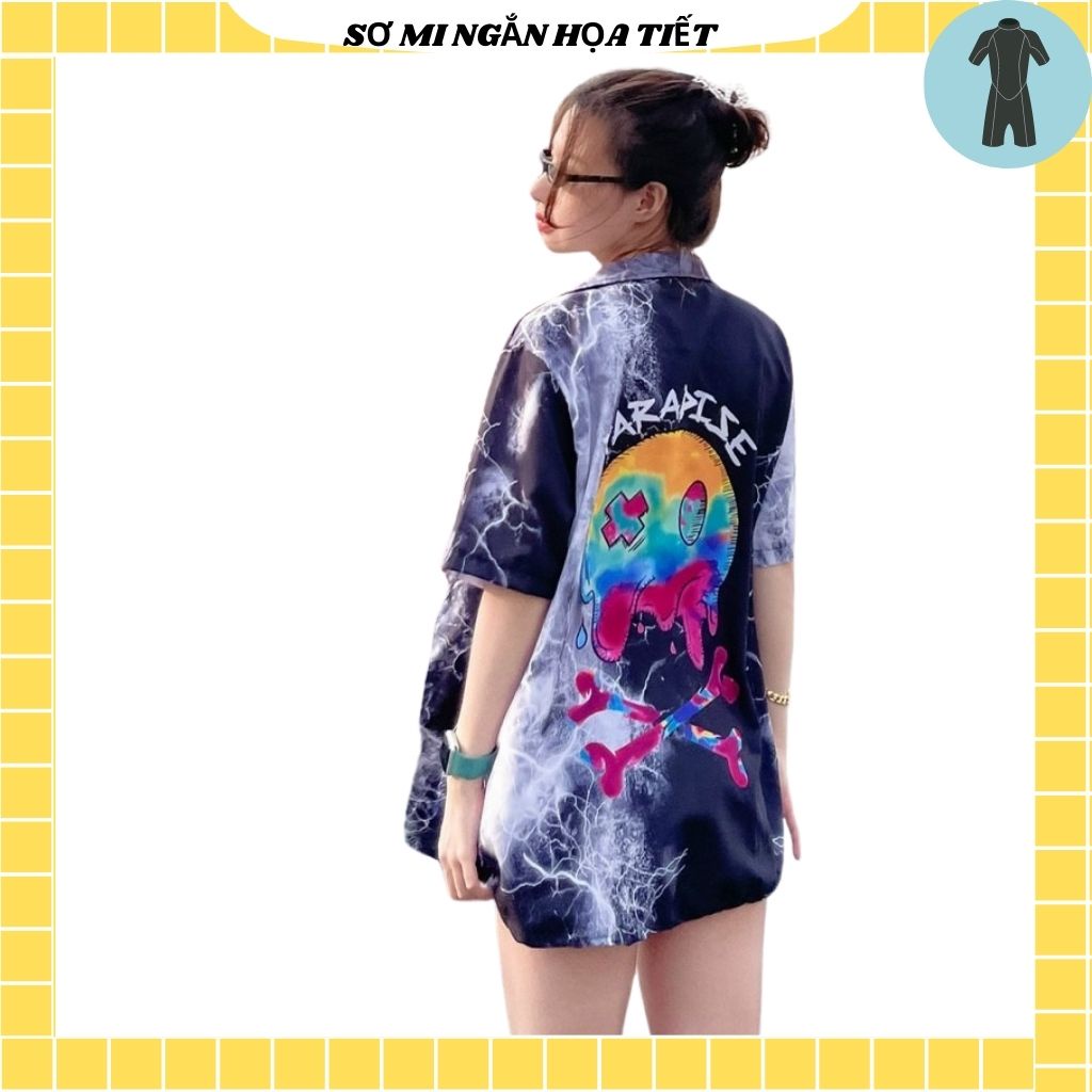 Áo Sơ Mi Tay Ngắn Unisex Cổ Bẻ Phong Cách Hàn Quốc Freesize
