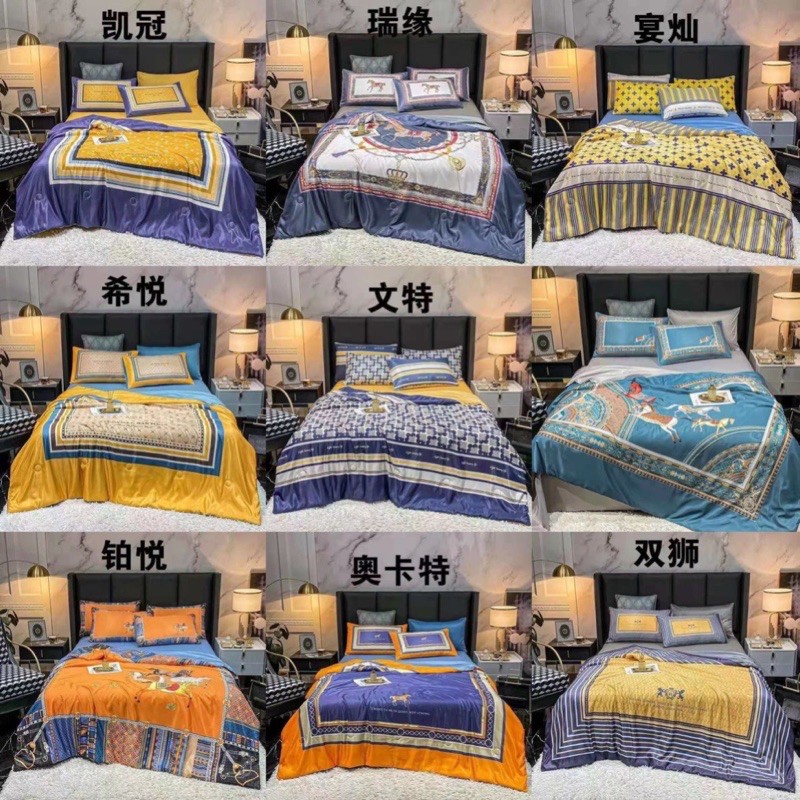 Bộ Chăn Ga gối phi lụa thái hoàng gia 4 món mát lạnh
