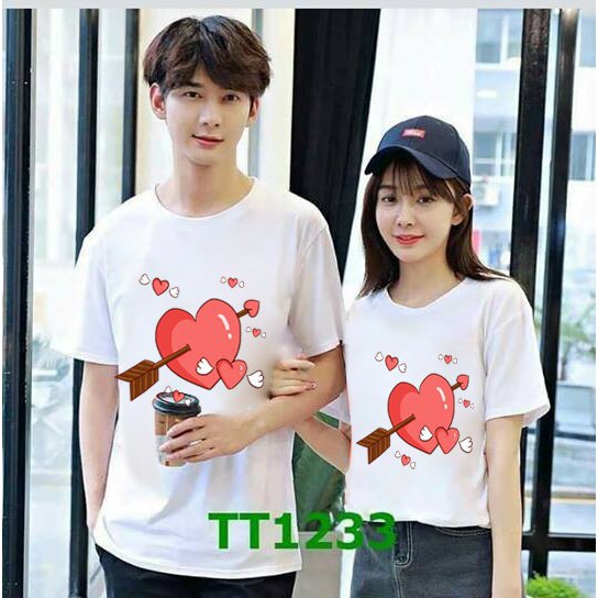 Áo Thun Cặp Đôi Tình Yêu Nam Nữ, Đôi Bạn Thân Ngắn Tay Đáng Yêu Cute Vải Cotton Mềm Mịn Thoáng Mát In Chữ LO VE Forever