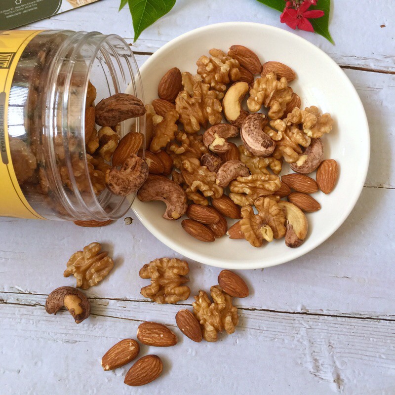 MIX NUT 3 loại hạt Thượng Hạng( Hạnh nhân Mỹ, óc chó Mỹ, hạt điều cồ size cực to) 250g/500g