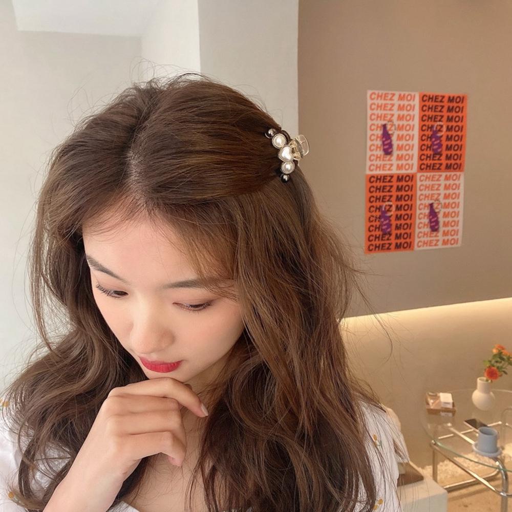 NICKOLAS Kẹp Tóc Càng Cua Đính Ngọc Trai Hình Vuông Phong Cách Retro Hàn Quốc Cho Nữ