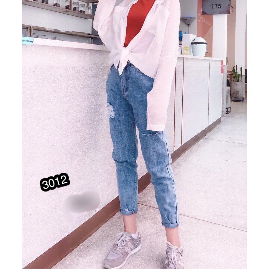 [ẢNH THẬT + VIDEO] Quần Jeans Nữ Phối Rách Cao Cấp OHS3012