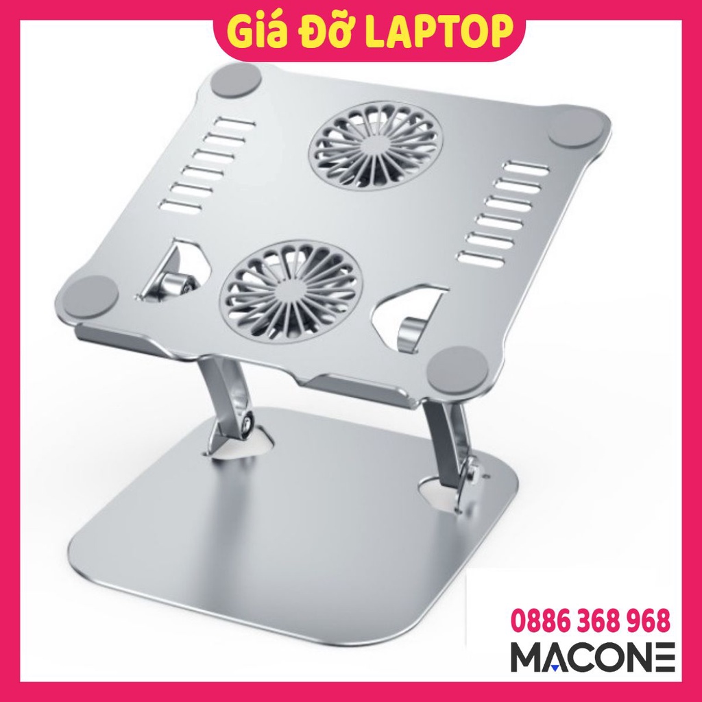Đế tản nhiệt LAPTOP nhôm tích hợp quạt tản nhiệt đèn led gấp gọn điều chỉnh độ cao cho Macbook iPad 11-17 Inch T619