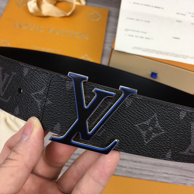 Thắt lưng da nam hai mặt dây to da in logo khoá thép chống phai màu louis vuitton LV