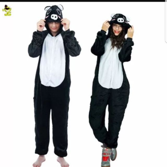 Bộ đồ ngủ lông ấm áp heo đen ( S M L XL)
