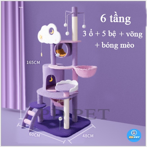 Nhà cây cào móng cho mèo cattree cao 1m65 giá tốt, đồ chơi cho mèo boss siêu đáng yêu