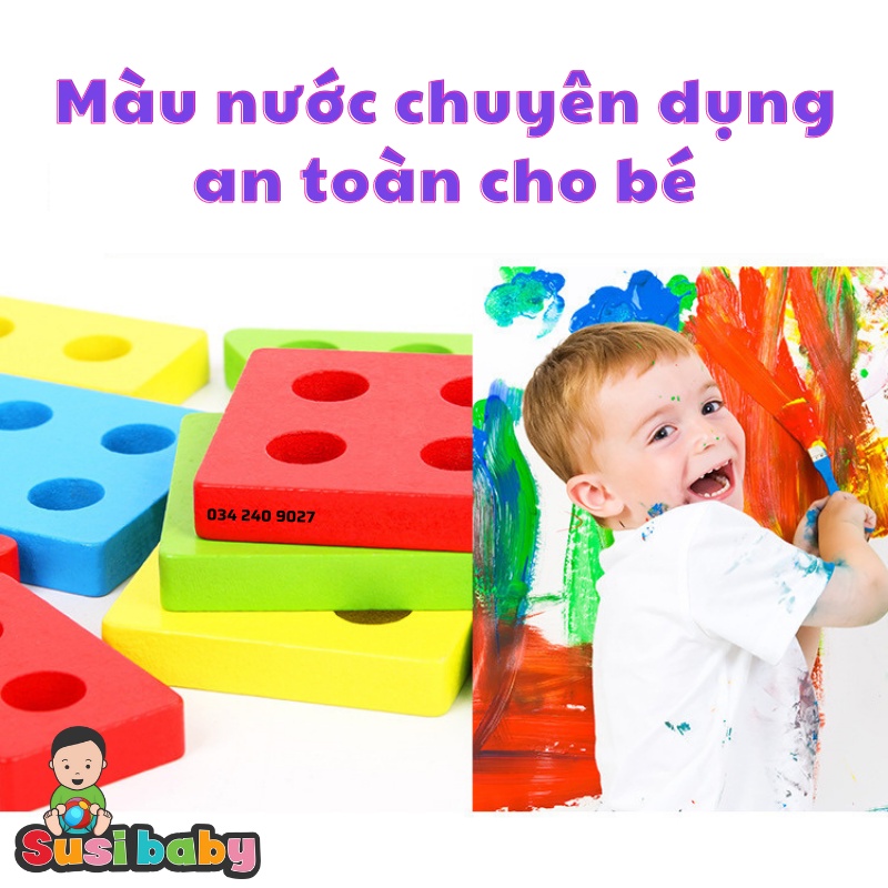 [KÈM QUÀ TẶNG] Đồ chơi gỗ thả hình khối 4 trụ hình vuông, hình chữ nhật - đồ chơi cho bé