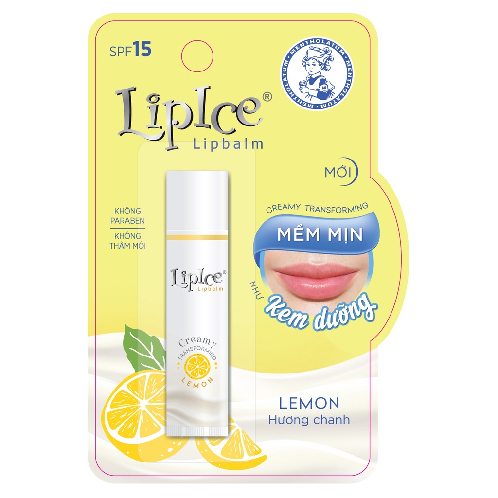 Son dưỡng môi không màu LipIce Lipbalm Lemon hương chanh 3g