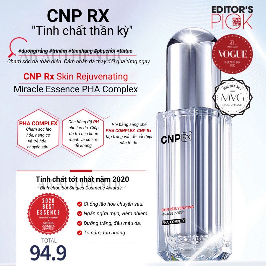 [Hot] Gói sample tinh chất CNP rx siêu dưỡng trắng, mờ thâm nám tàn nhang - CNP Rx Skin Rejuvenating Miracle Essence 1ml