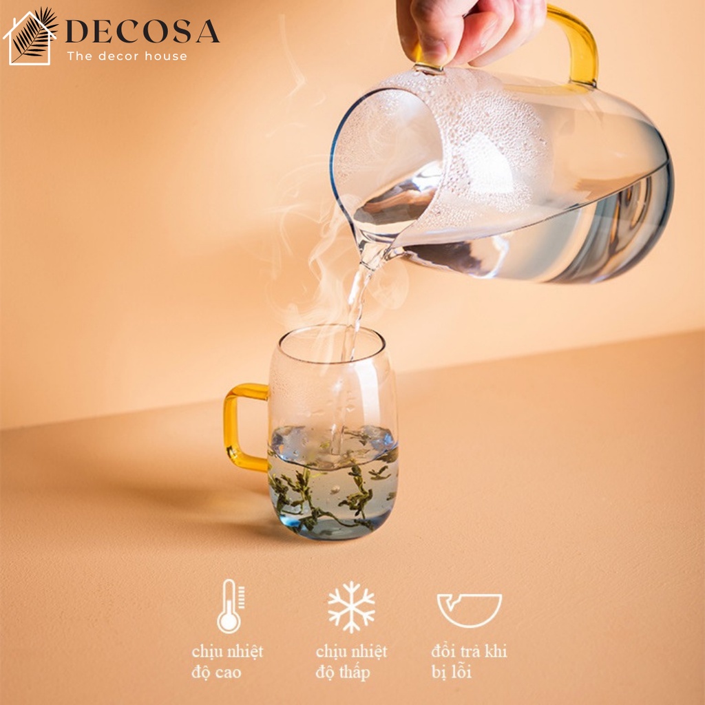 Bình đựng nước thủy tinh cao cấp có nắp đậy DECOSA