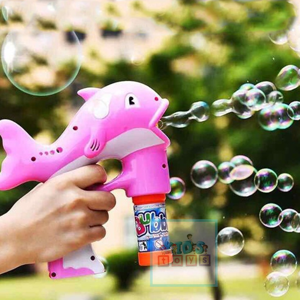 Súng đồ chơi bắn bong bóng xà phòng hình chú cá cho bé, Kèm núm tạo hình bong bóng