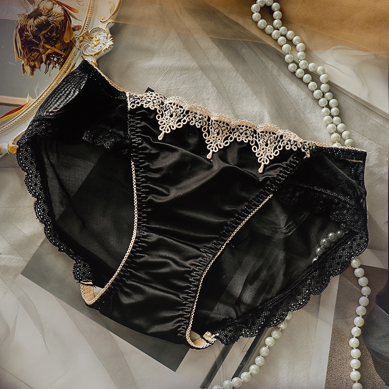 【 Xl L M --Ice+Lace 】Quần Lót Lụa Lạnh Không Viền Sang Trọng Dành Cho Nữ HI013#-697 Quần Lót Không Đường May Thoáng Khí Hipster Lụa Mát Không Để Lại Dấu Vết