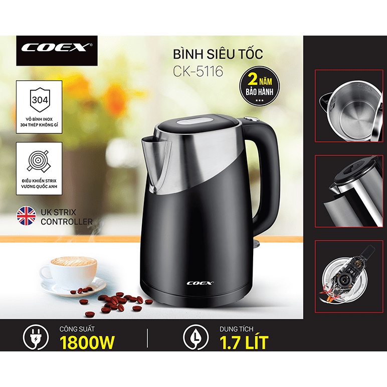 Ấm siêu tốc 1.7 Lít COEX CK-5116