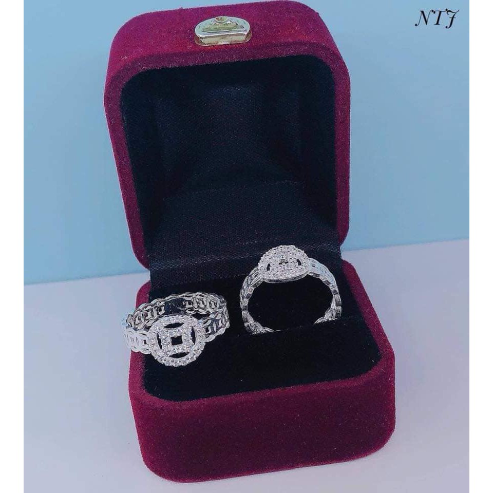 Nhẫn kim tiền bạc ta nạm đá, nhẫn bạc ta kim tiền nạm đá-Minh Tâm Jewelry