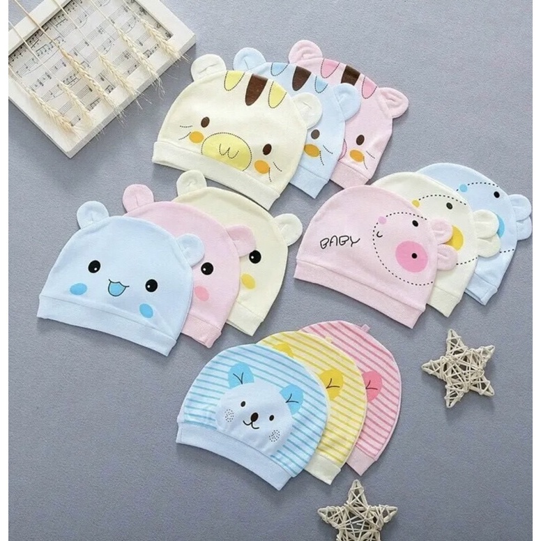 Mũ sơ sinh tai gấu cho bé 0-6kg