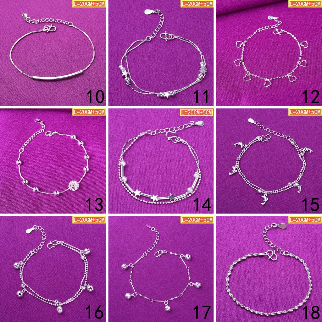 50 vòng chân bạc 925 trang sức thời trang hàn quốc Jl001