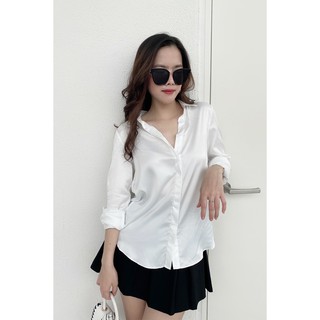 Áo sơ mi dài tay vải lụa cao cấp basic